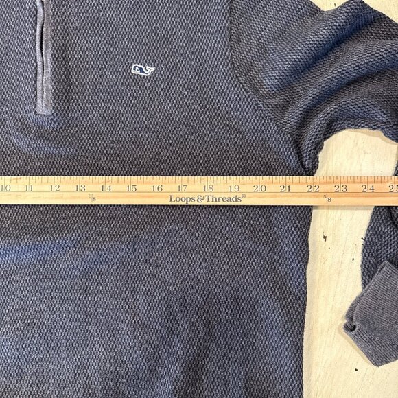 Vineyard Vines Men's Gray Quarter-Zip Pullover Sweater Larege Wool Blend - Picture 6 of 7